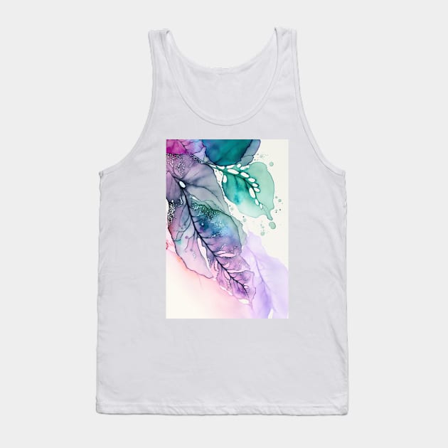 Lilac Leaves - Abstract Alcohol Ink Resin Art Tank Top by inkvestor